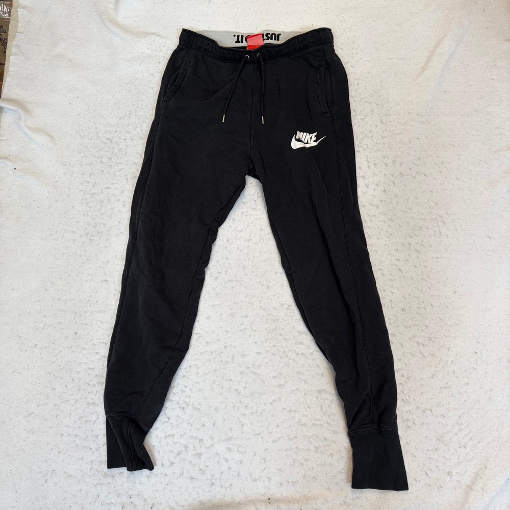 Nike Jogger Sweatpants Mens Small Black Just Do It Waistband Cuffed